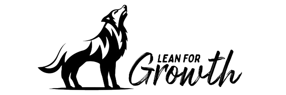 Outline of a wolf howling with the text "Lean for Growth," symbolizing strength and progress, associated with Nippon Paint's commitment to innovation and development in the painting industry.